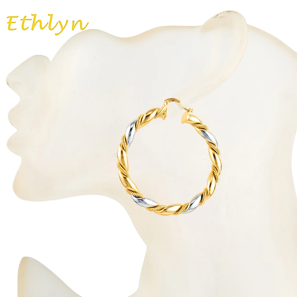 Ethlyn 5 см/Новые африканские женские круглые серьги в эфиопском стиле двухцветные
