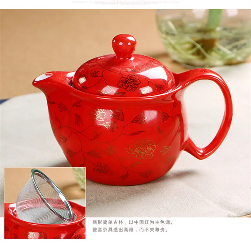 Свадебные украшения китайский чайный сервиз 6 шт Теплоизоляционный 1 чайник. Кунг