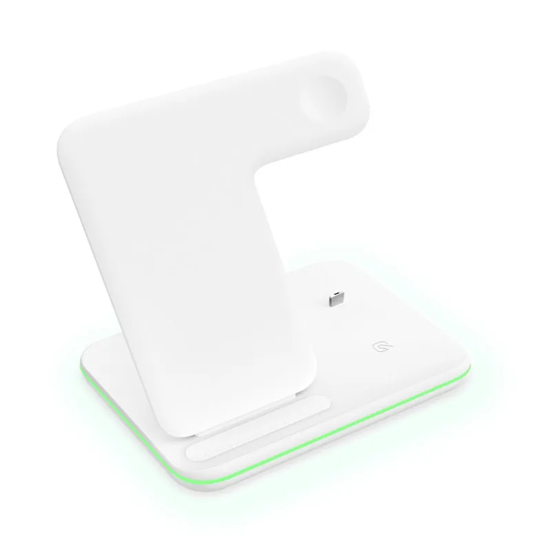 White Color YWWBJH Быстрое беспроводное зарядное устройство 3в1 Беспроводная зарядная док-станция Qi 10 Вт для iphone X XS Max XR 8 для AirPods для часов iphone - Тип штекера: White Color