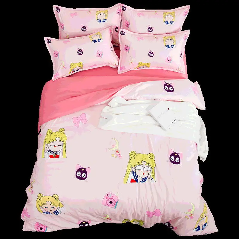 Kawaii аниме Чи-Би Маруко Rilakkuma Сейлор Мун постельное белье Твин Полный Королева Король один двойной размер дети девочка пододеяльник набор