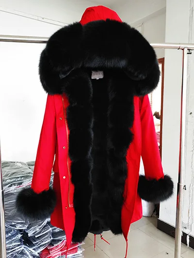 color 10 fox fur Бренд, новинка, длинная камуфляжная зимняя куртка, женская верхняя одежда, толстые парки, натуральный Лисий мех, пальто с воротником, с капюшоном, pelliccia - Цвет: color 10 fox fur