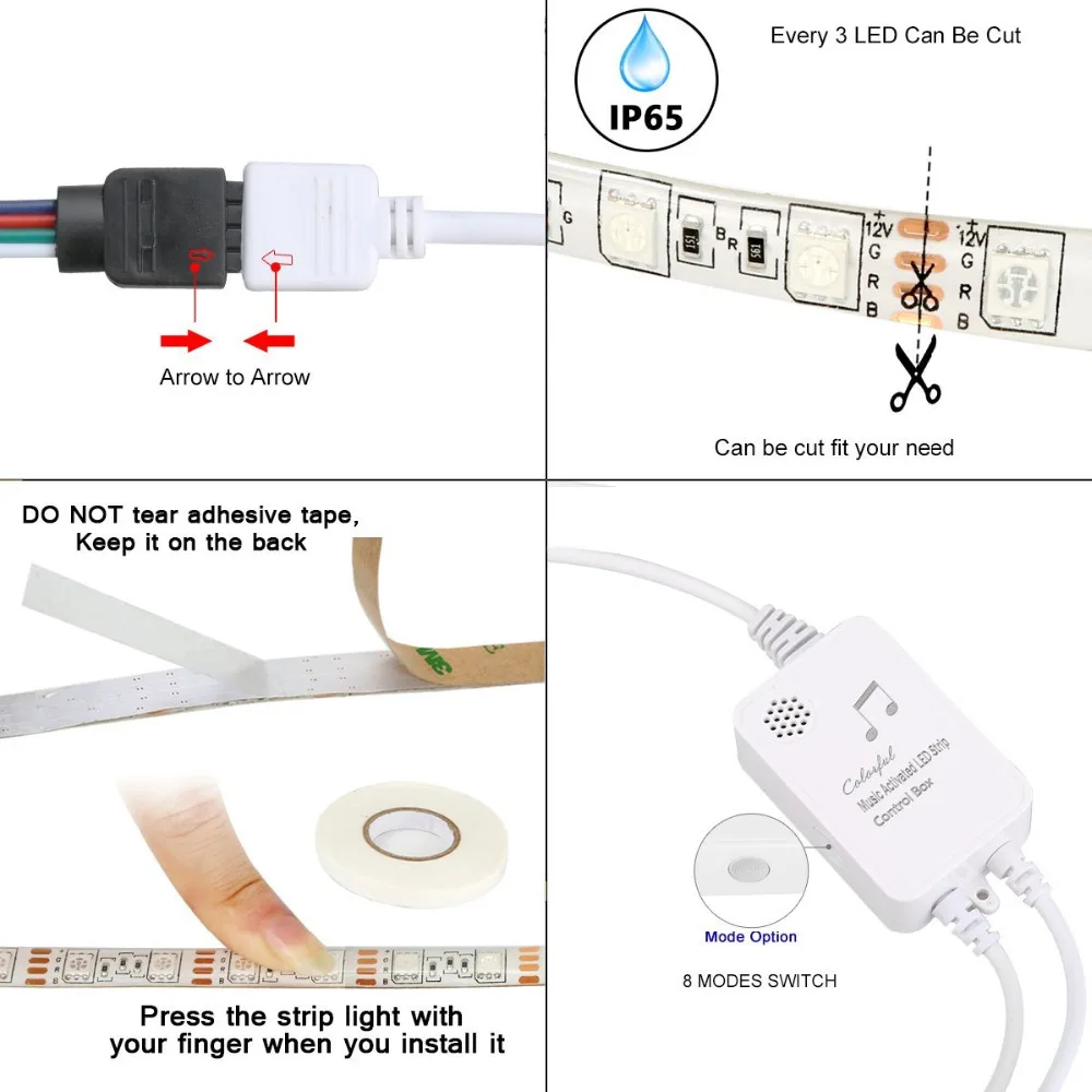 Bluetooth Светодиодные ленты свет 32.8ft/10 м Гибкая RGB комплект 5050 SMD 600 светодиодный s