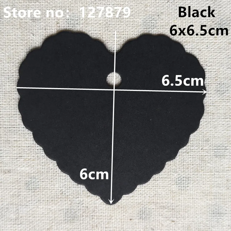 Black 6x6.5cm 100 шт 2 размера ценник в форме сердца этикетки для одежды DIY ручной работы из крафт-бумаги открытки свадебные сувенирные бирки DIY бирки Вечерние - Цвет: Black 6x6.5cm