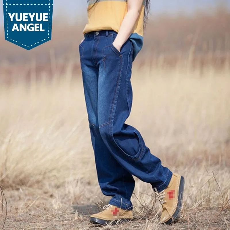 

Women Bloomers Pants Female Trousers Plus Size Loose Fit Wide Leg Pants High Waist Casual Jeans Vintage New Fashion Pantolon