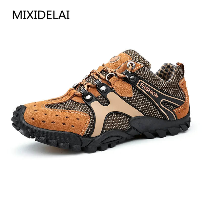 

MIXIDELAI New Breathable Light Spring Summer Casual Sneakers Male Mesh Shoes For Men Cow Suede Leather Adult Walking Footwear