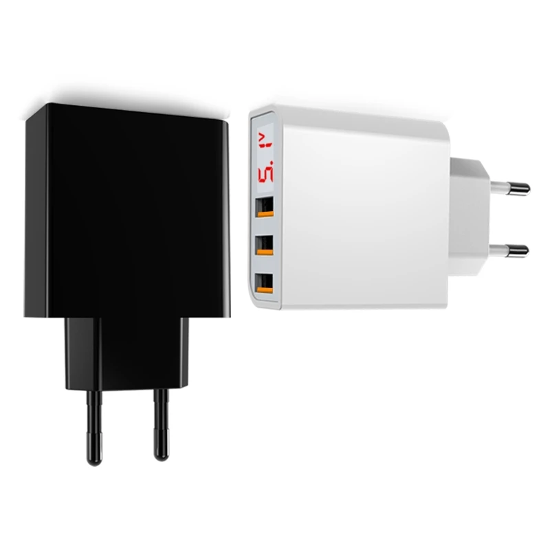 GUSGU светодиодный цифровой 3 порта USB зарядное устройство универсальное ЕС вилка настенное зарядное устройство для мобильного телефона для iPhone X 8 7 для samsung S8 S9 адаптер