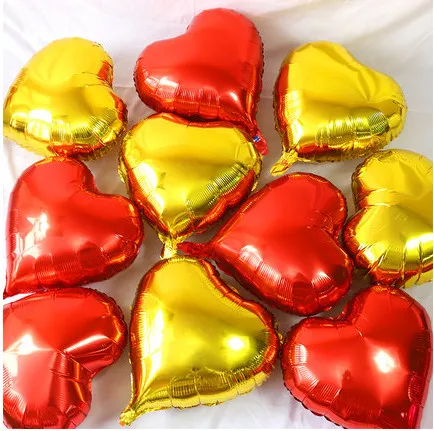Gold red 10 шт./лот, 18 дюймов, шары на день рождения, розовое золото, красное сердце, гелиевые фольгированные шары для детского душа, День Святого Валентина, декор для свадебной вечеринки - Цвет: Gold red