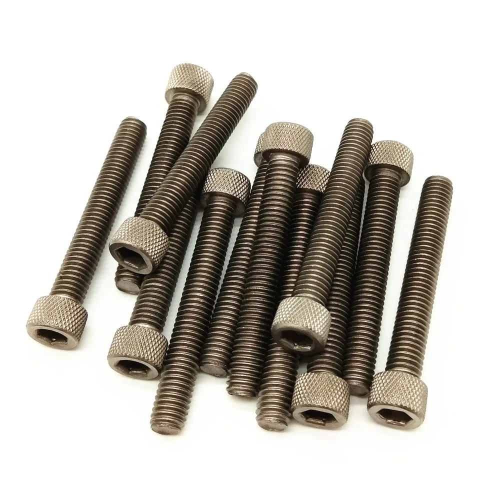 Титановый болт M5 x6-60mm Ti Болт колонна с накатанной головкой Ti цвет не полированный класс 2 титановый винт Ti крепеж 20 шт