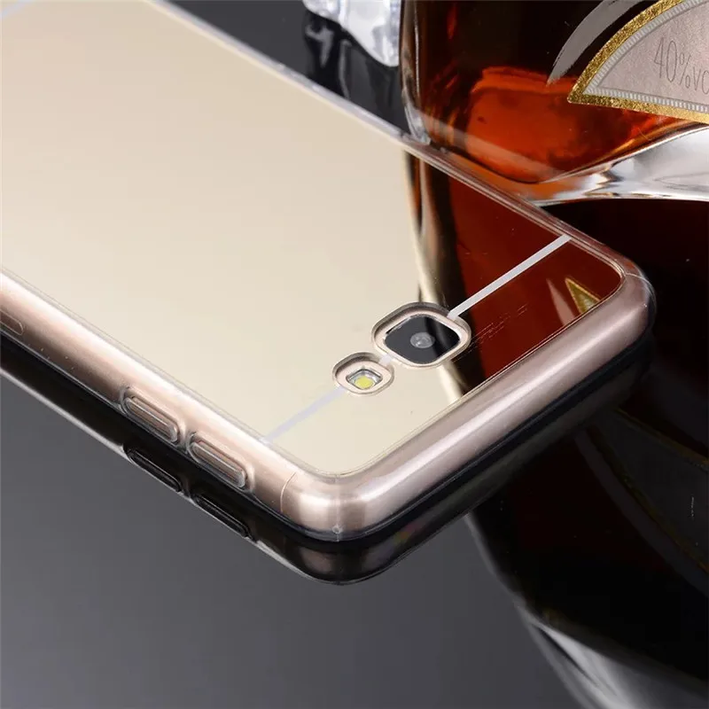 Роскошные розовое золото Мягкие TPU Зеркало Chrome чехол для Samsung Galaxy J5 Prime On5 2016 назад