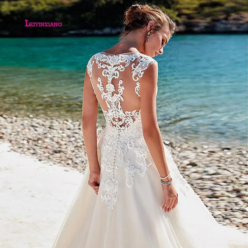 LEIYINXIANG Новое поступление свадебное платье невесты Vestido De Noiva Sereia Robe открытая спина