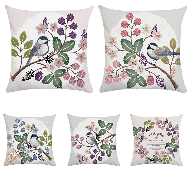 

Blueberry Colored Peony Flowers Throw Pillow Cover Square Pillow Case PolyesterCushion Cover CR052