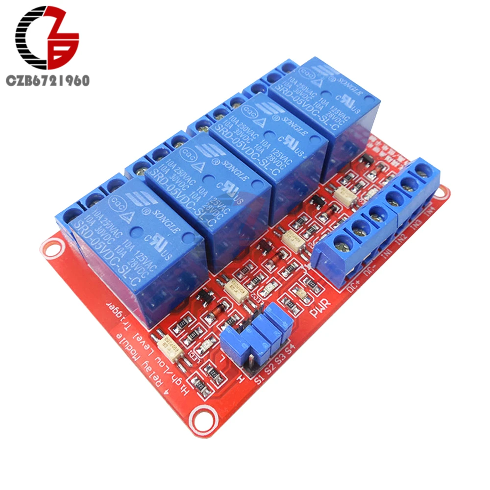 5 в 4 Канальный Релейный Модуль с оптопары высокого низкого уровня триггера для