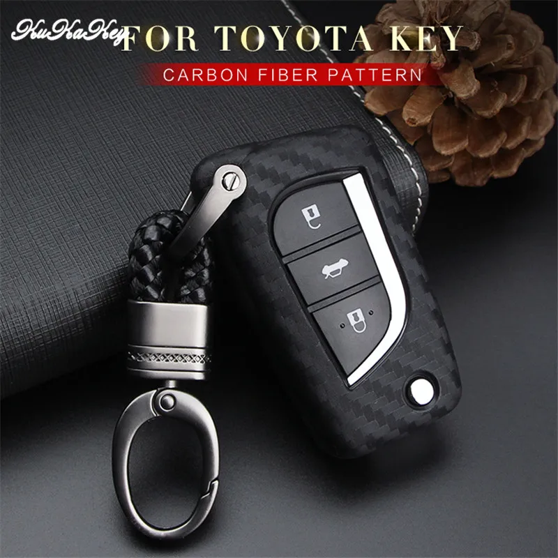 Чехол KUKAKEY для автомобильных ключей Toyota Camry Corolla Avensis Prius Auris Vitz CHR RAV4 2018 чехол книжка