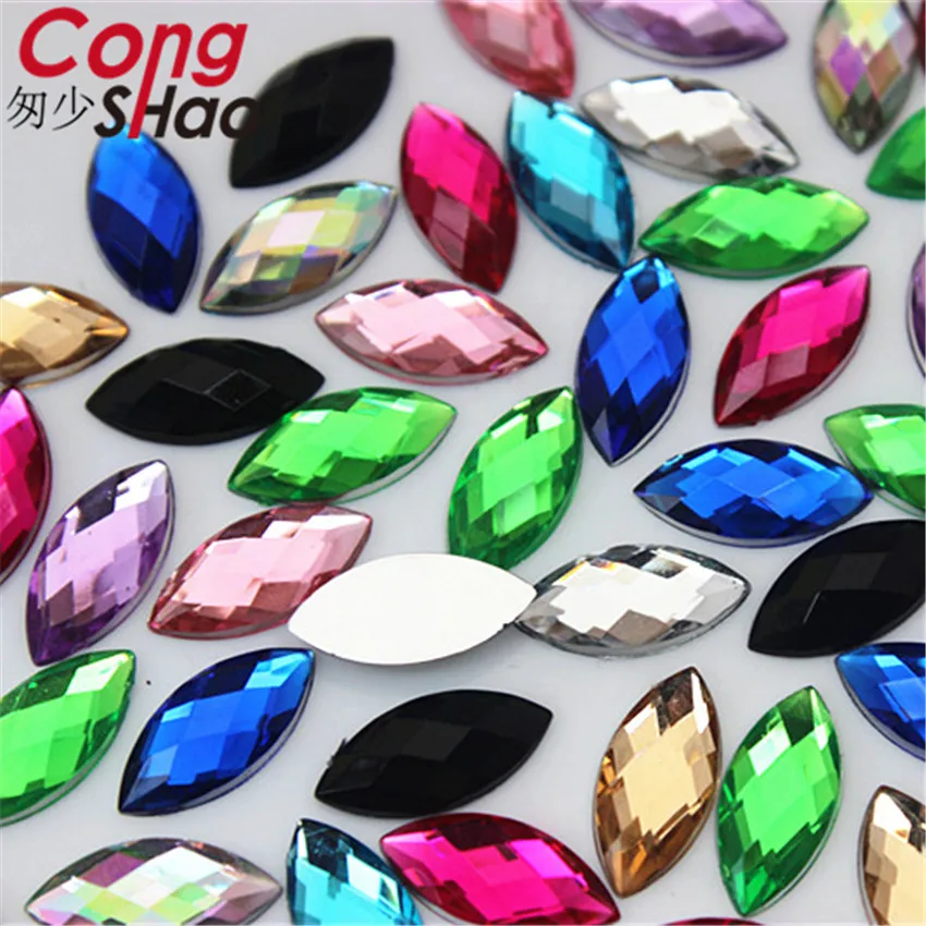Цветные акриловые стразы Cong Shao с плоской задней стороной 7*15 мм 300 шт. камни и