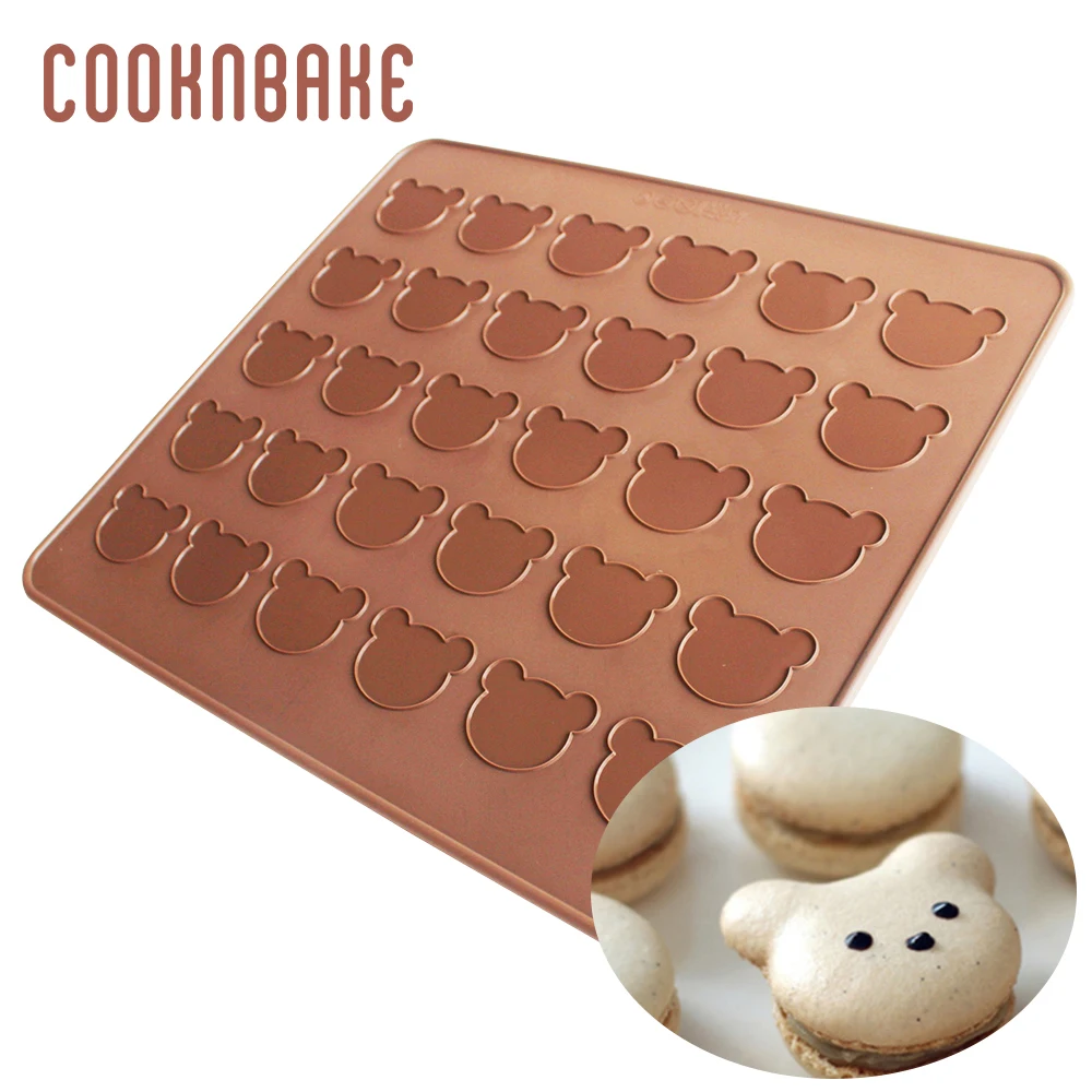 COOKNBAKE Макаронный коврик, силиконовый коврик для духовки, дизайн медведя, форма для выпечки торта, инструменты для выпечки печенья, коврики для макаруна, инструмент для торта, 29*26 см, 30 отверстий