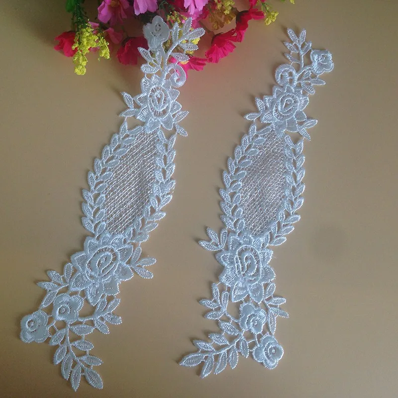 

10Pcs White Fabric Appliques Lace Material Venice Lace Patch Floral Sewing Trims DIY Wedding Handmade Craft Garment Accessories