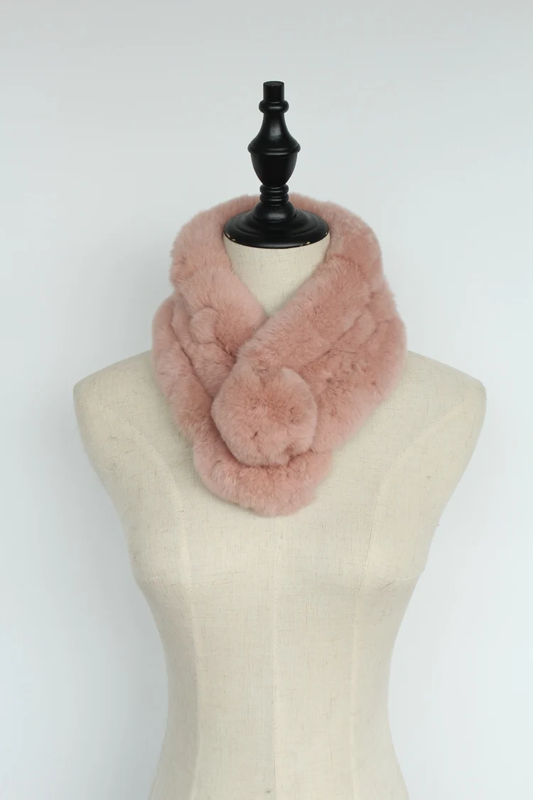 Натуральный мех кролика Рекс, шарфы, меховой воротник, для женщин, теплый, зимний, для шеи, теплый, натуральный мех, палантины, мягкий, модный, женский шарф - Цвет: rubber pink