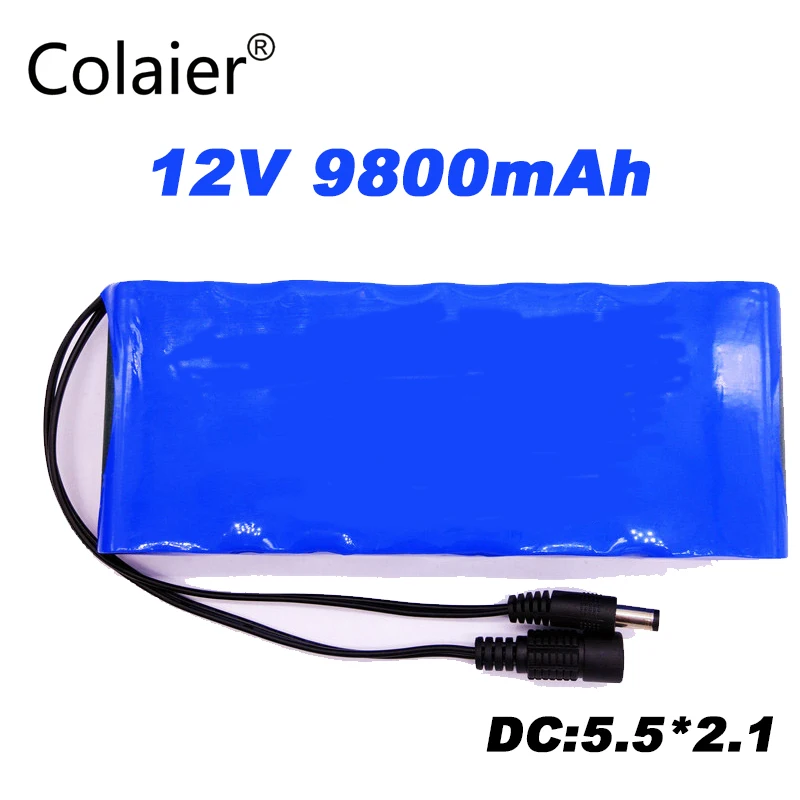 Colaier 12V 9800mAh 18650 DC 12 6 V Супер аккумуляторная упаковка ЕС/США вилка адаптер для