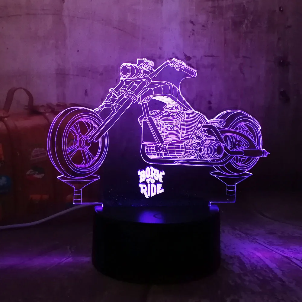 Крутой 3D светодиодный ночник для езды на мотоцикле, RGB, 7 цветов, USB, сенсорный, для спальни, настольная лампа, для дома, вечерние, для декора, детский подарок, Лава