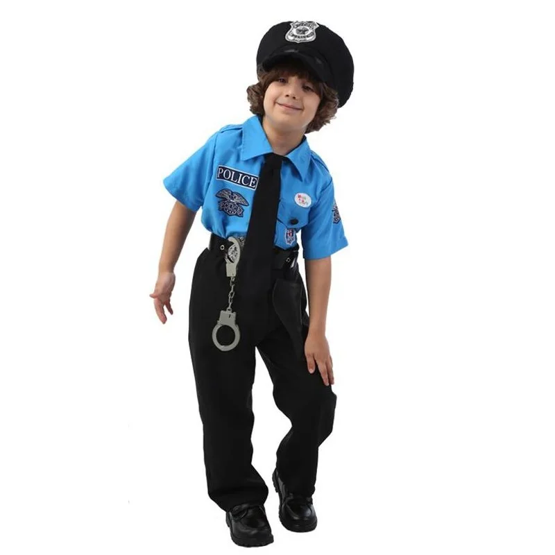 Детские костюмы полицейских на Хэллоуин детские для мальчиков день супер синие