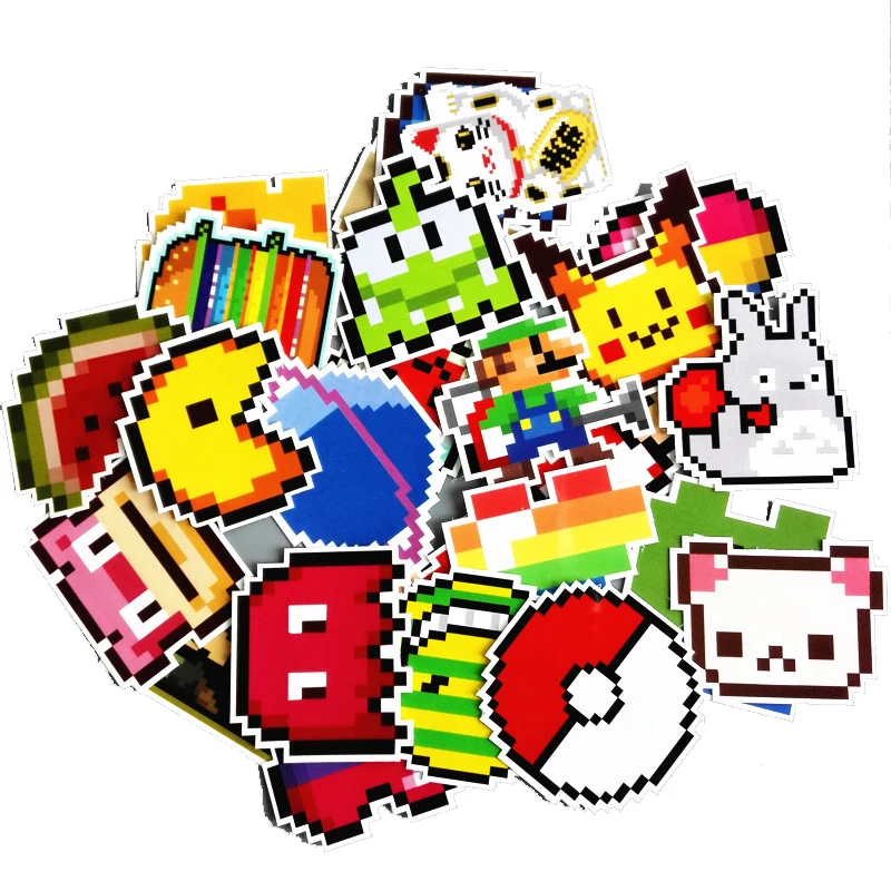 25Pcs/lot Cartoon Super Mario Pixel Style Sticker For Car Laptop Luggage Skateboard Backpack Tables Case Decal Kids Toy | Игрушки и - Фото №1