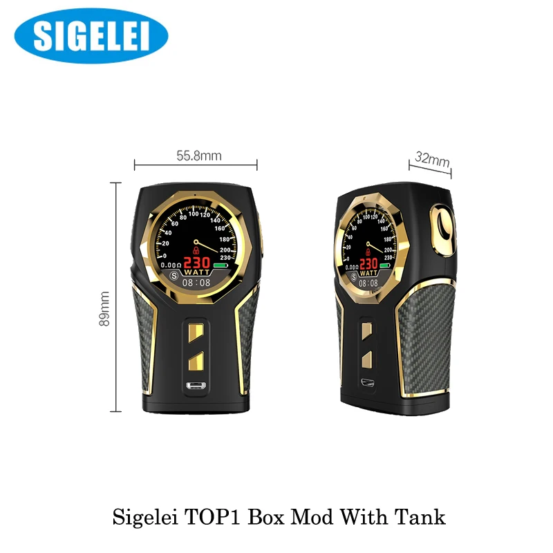 Электронная сигарета Sigelei Vape Top1 Топ 1 230 Вт бокс-мод с баком P9 Sub Ohm 2 мл/RDA комплект