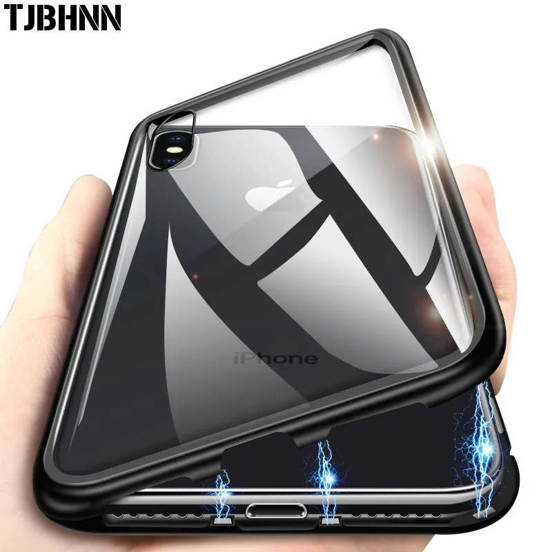 Встроенный Магнитный чехол для iPhone X XR XS Max металлический магнитный адсорбционный