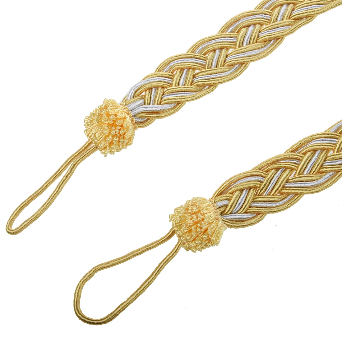 2 Rope curtain tiebacks - slender slinky rope cord drape hold backs fabric ties | Window-Dressing Hardware
