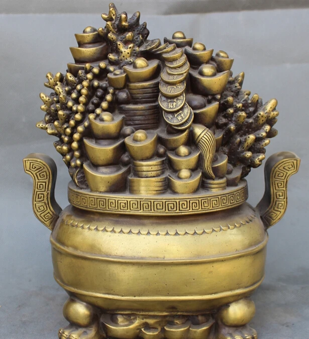 Песня voge Gem S5540 12 &quotНародная китайская Бронзовый Богатство Yuanbao Монета жуй статуя