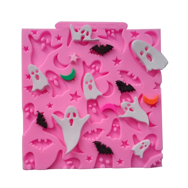 

Halloween Ghosts Bats Moon star Silicone Mold Cupcake Fondant Cake Tools Kitchen baking Accessories Moldes De Silicone F0700