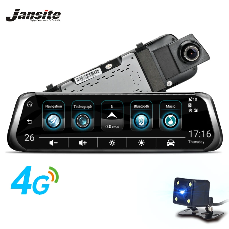 Jansite 3g 4G wifi Автомобильный видеорегистратор 10 &quotсенсорный экран Android