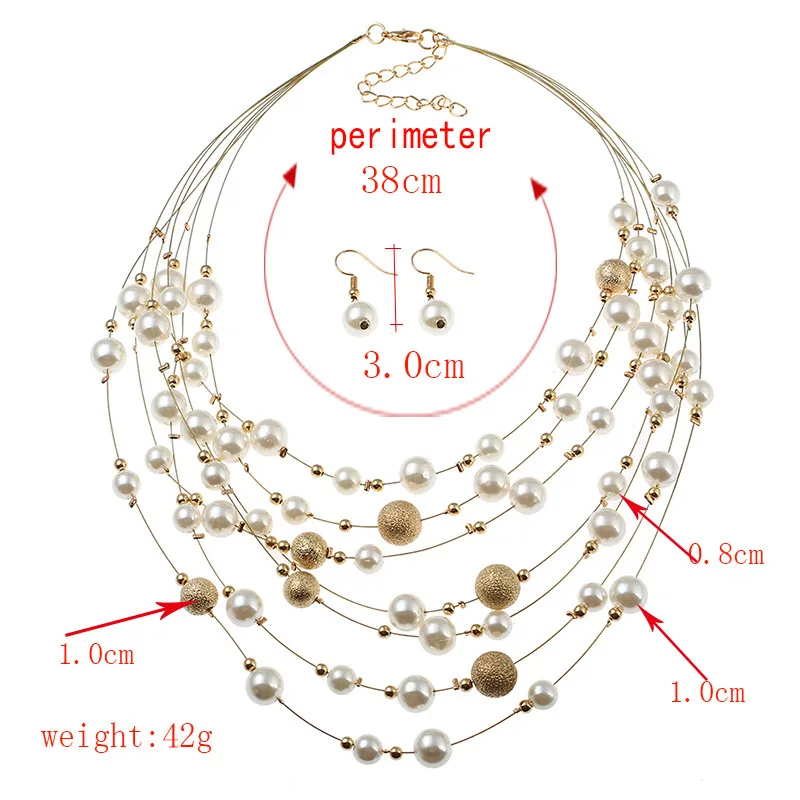 Big Beads Gem Maxi Jewelry Sets Statement Long Ethnic Vintage White Collar Choker Necklace Earring for Women Gifts | Украшения и