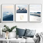 Пейзаж туманный горный, домашний декор, скандинавский холст, художественная живопись для гостиной, настенный художественный постер, картина с естественным пейзажем
