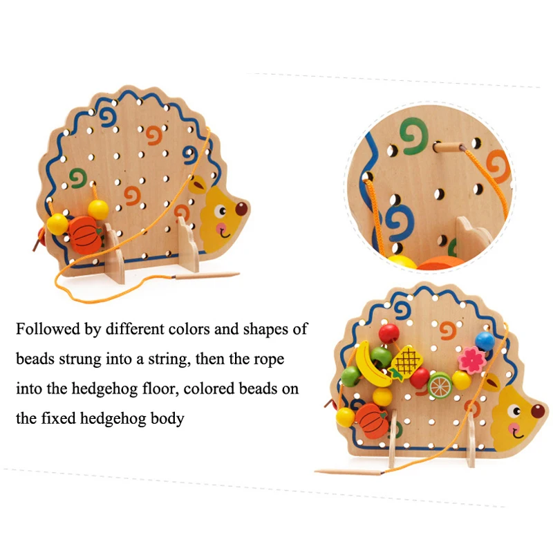 82 шт. игрушки головоломки ёжик фруктовые бусы материалы Монтессори деревянные