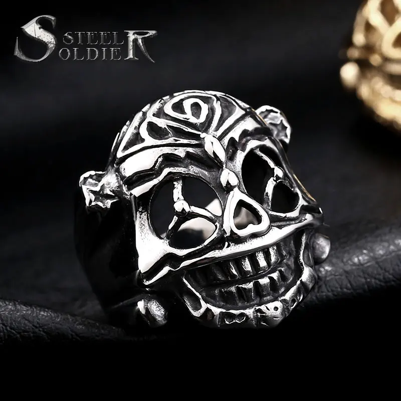 Стальной солдат мужское панк хип хоп кольцо с черепом модные популярные
