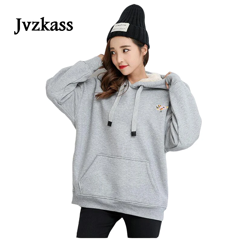 

Женская толстовка с капюшоном Jvzkass, зимняя теплая толстовка с капюшоном из овечьей шерсти, корейский стиль, Z64, 2019