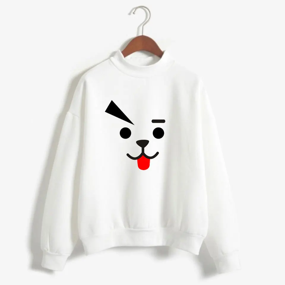 white Kpop exo новые розовые повседневные свободные Мультяшные толстовки с высоким воротником женские черные розовые корейские Популярные kawaii толстовки Женская одежда - Цвет: white