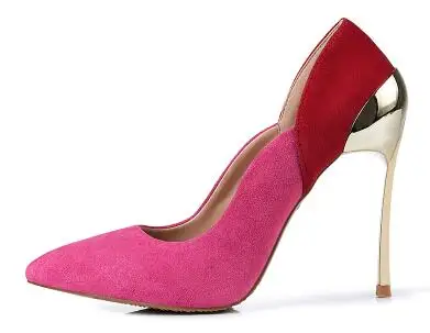 10 cm heel Новинка; женские замшевые разноцветные пикантные туфли-лодочки на высоком каблуке-шпильке с острым носком без застежки; вечерние туфли-лодочки на каблуке 12 см - Цвет: 10 cm heel