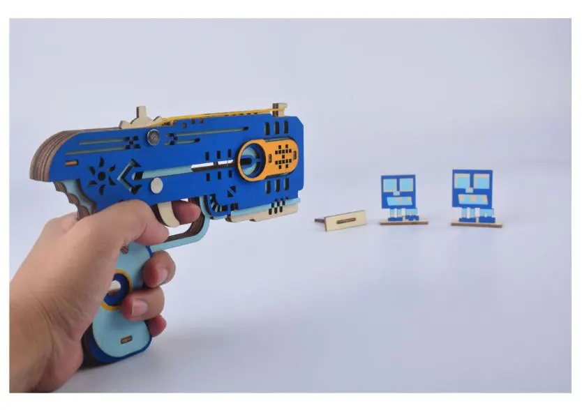 Лазерная резка DIY 3D деревянная головоломка набор для сборки по дереву 6 пистолет с