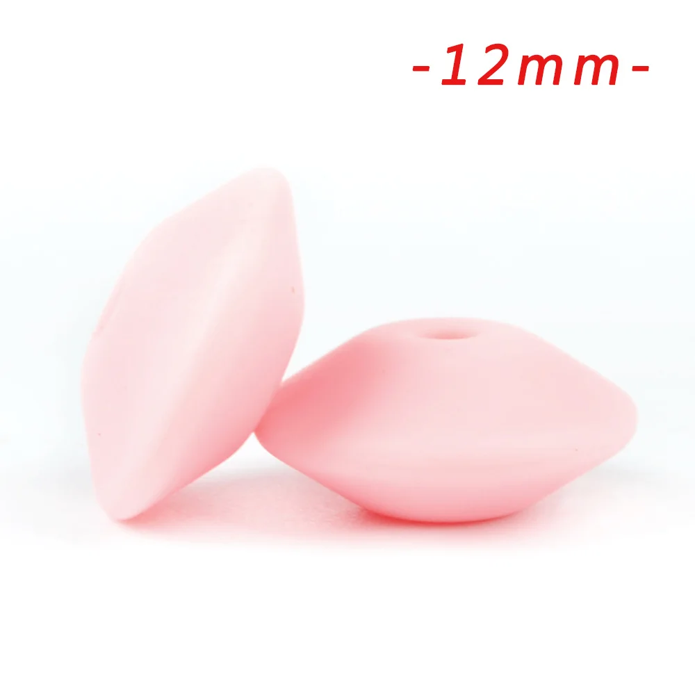 12mm baby pink LOFCA 100 шт. силиконовые бусины в форме чечевицы 12/15 мм Силиконовые Бусины россыпью детский прорезыватель BPA микроволновых печей DIY бусины для ожерелье-прорезыватель - Цвет: 12mm baby pink