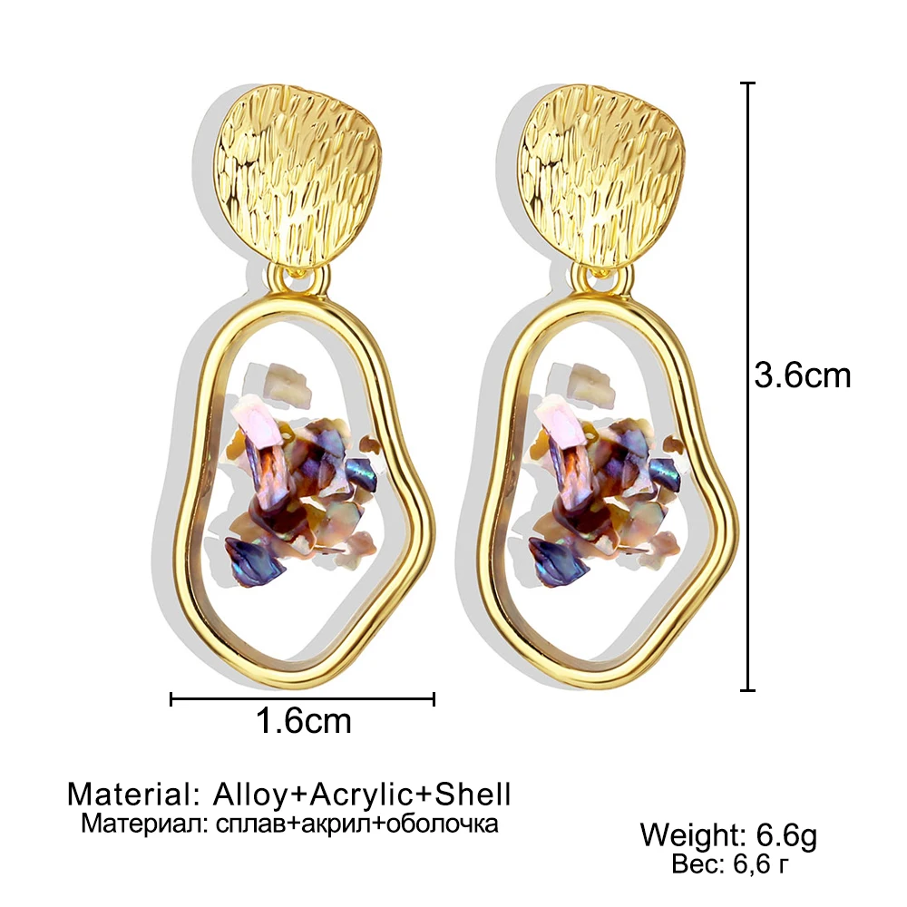 

VKME fashion earrings pendant ladies earrings shell 2019 female models resin round pendant earrings Brincos geometric jewelry