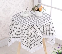 black and white plaid tower letter linen tablecloth pattern table cloth wedding banquet washable table cover textiles