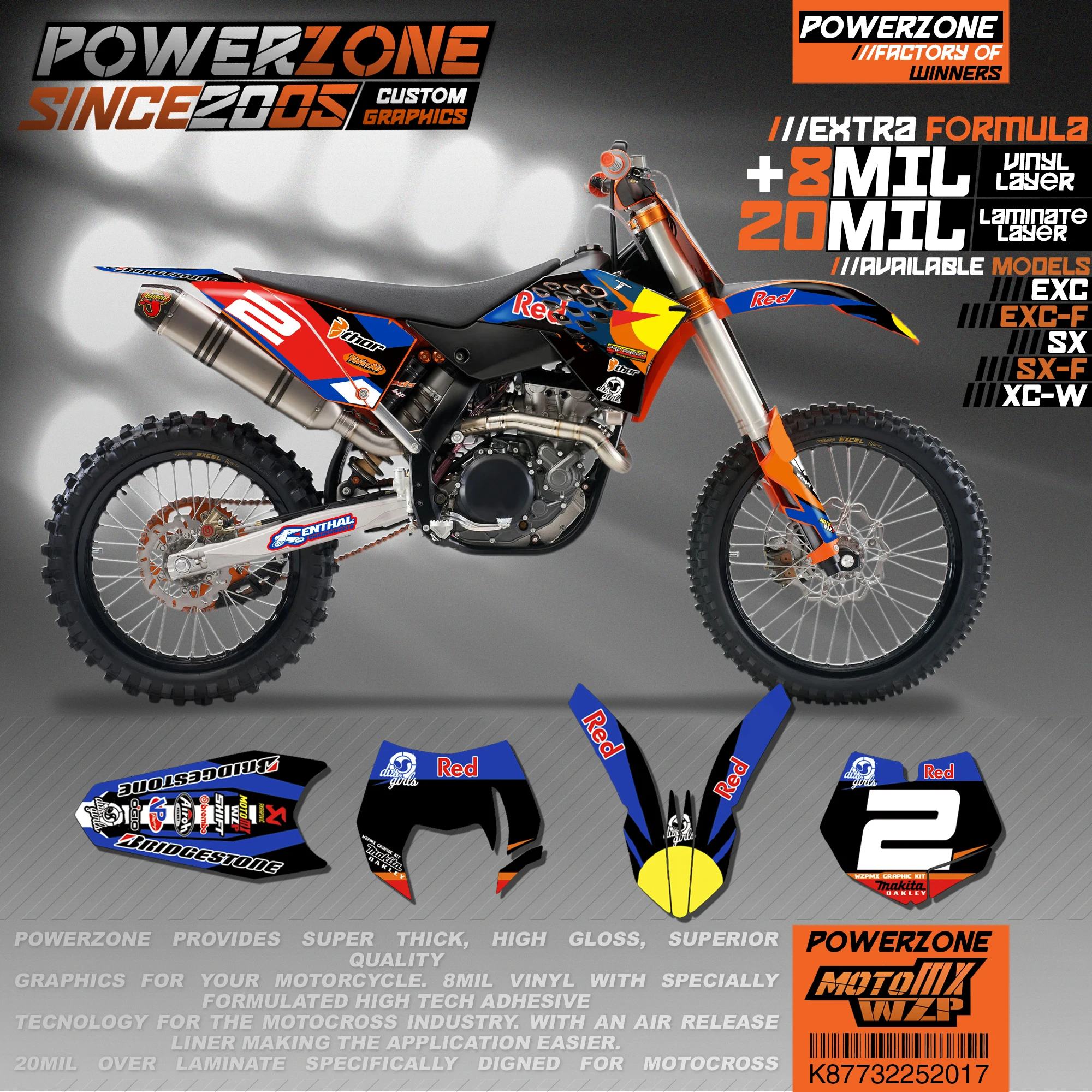 PowerZone на заказ футбольной команды Графика Фоны наклейки 3м-наклейки комплект для KTM SX SXF MX EXC XCW Enduro 125cc к 500cc 2007-2011 017