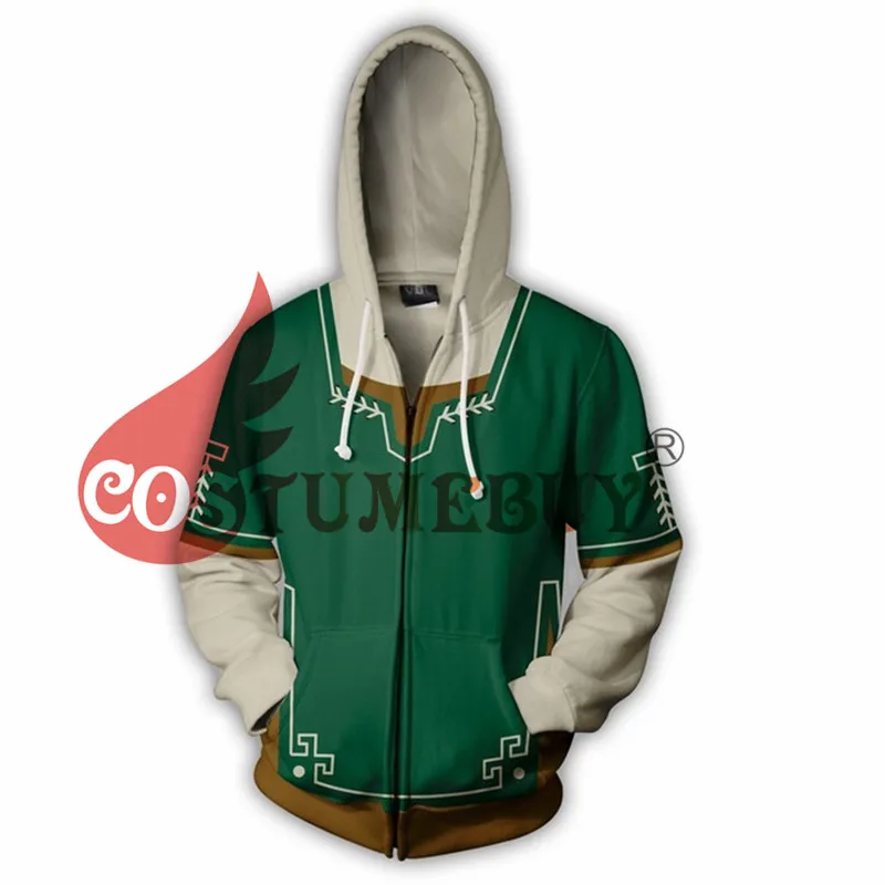 CostumeBuy легенда о Зельде Косплей Дыхание Дикого Зельда ссылка костюм зеленый худи повседневное пальто куртка на молнии свитер S-5XL
