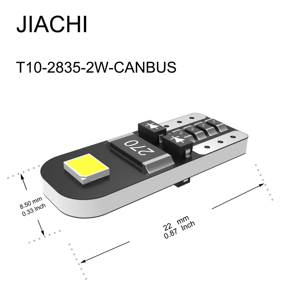 JIACHI 100 шт./лот W5W T10 светодиод Шина CAN свет лампы 2825 194 501 светодиодный салона Купол светильник лампа багажника Автомобильные стояночные огни белый AC/DC 12V