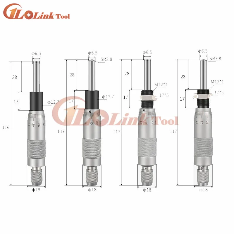 Серебристая плоская игла круглая Микрометрическая головка 0 25 мм 01 с накатанной