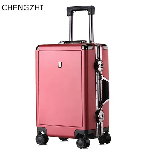 wine red Чэнжи супер Fashion2" 24 дюймов алюминиевая рама тележки PC чемодан на износостойкой катящийся багаж дорожные сумки на колесиках - Цвет: wine red