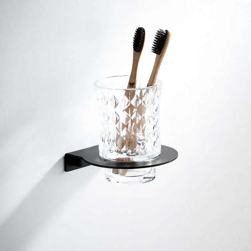 only cup holder Amibronze, 304, нержавеющая сталь, аксессуары для ванной комнаты, черная краска, полотенце, бар, полотенце, кольцо, держатель для бумаги, ткань, крючок, аксессуар T200S - Цвет: only cup holder