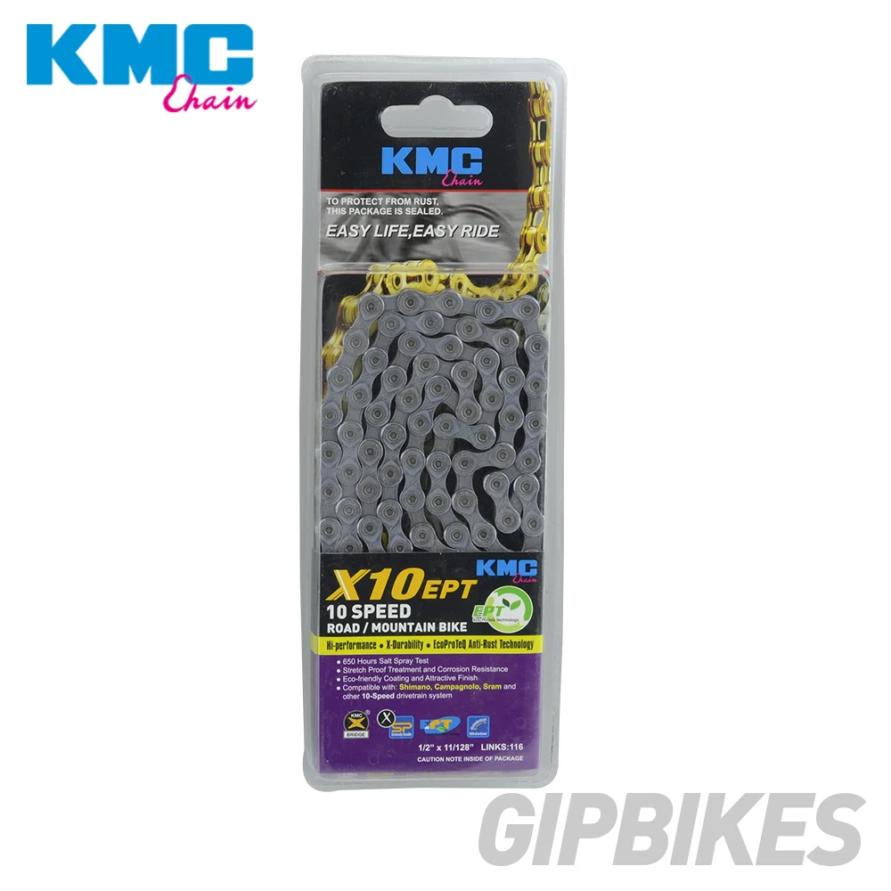 Велосипедная цепь KMC X8 X9 X10 EPT X9L X10L X11LBike chain 9S 10S 11S Gold для MTB/шоссейного велосипеда fo
