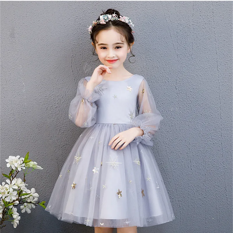 

DFXD Flower Girls Lace Princess Dress High Quality Summer Long Sleeve Ball Gown Teenager Girls Tutu Dress 3-14Yrs Kids Clothes